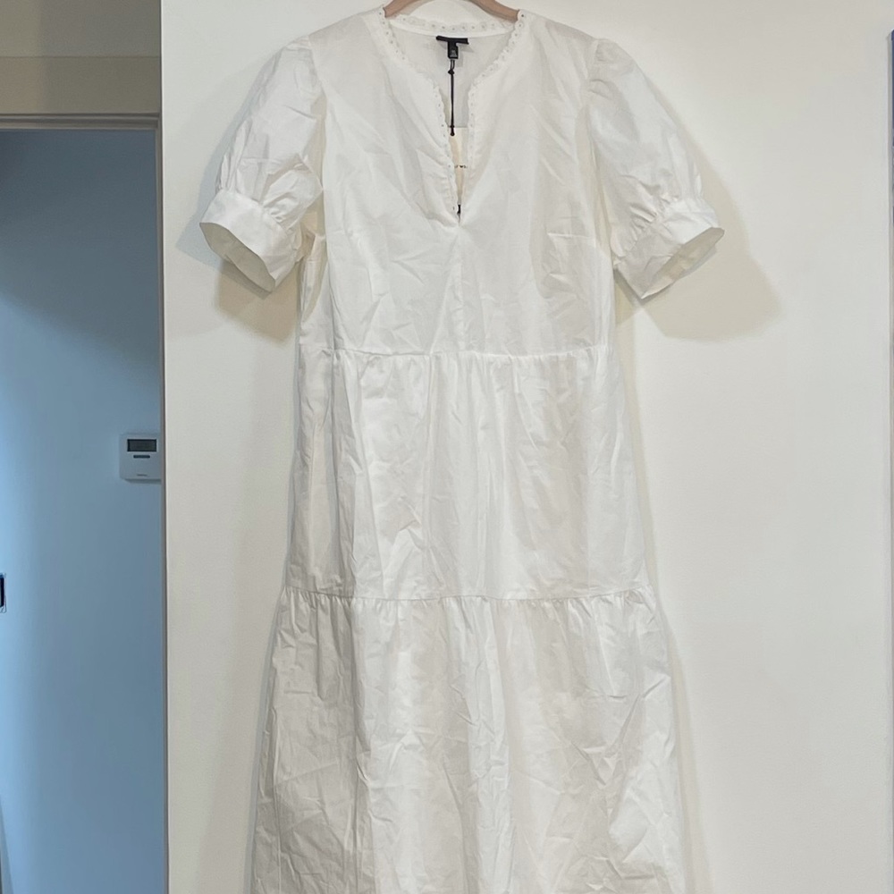 Women's Puff Short Sleeve Lace Dress - Who What Wear™ XL White New With Tags 20 - Picture 2 of 9